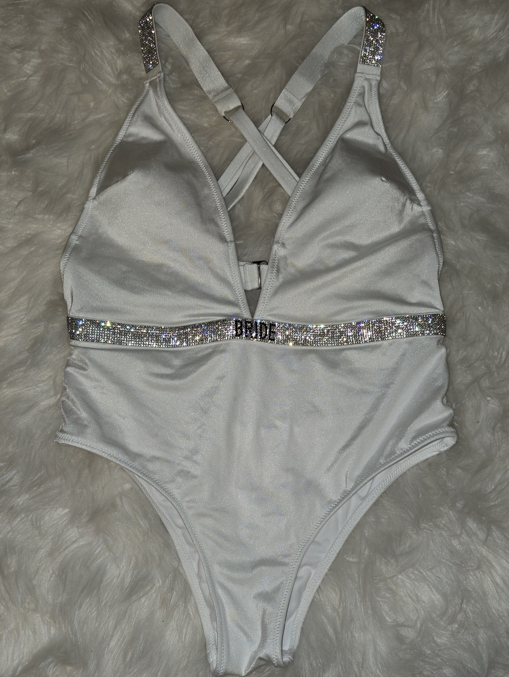 Victoria's Secret BRIDE Rhinestone One Piece Swimsuit White S